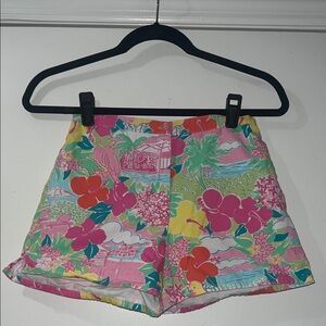 Lilly Pulitzer Bright Pink Multi Floral Kids High-Rise Shorts